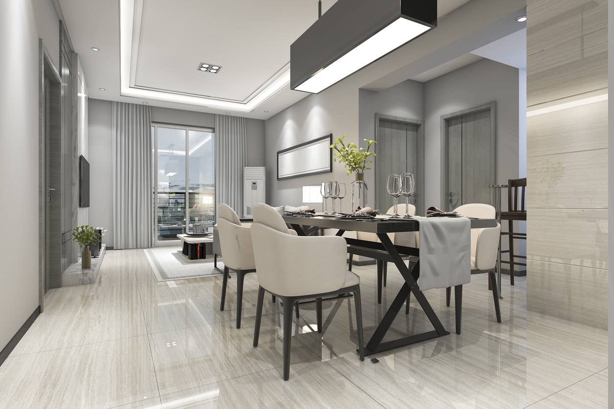 Dining area of a luxurious modern condo