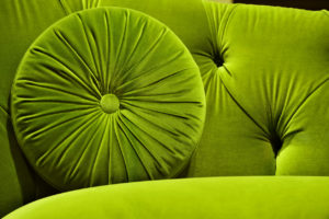 Green Velvet Couch with Pillow