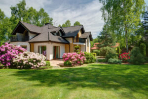 An elegant villa with backyard