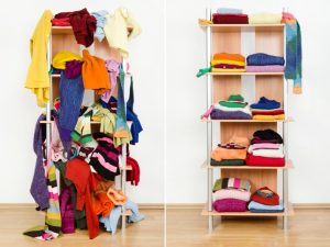 Difference between an organized clothes rack and an organized folded clothes