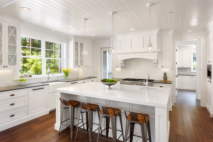 A white kitchen island